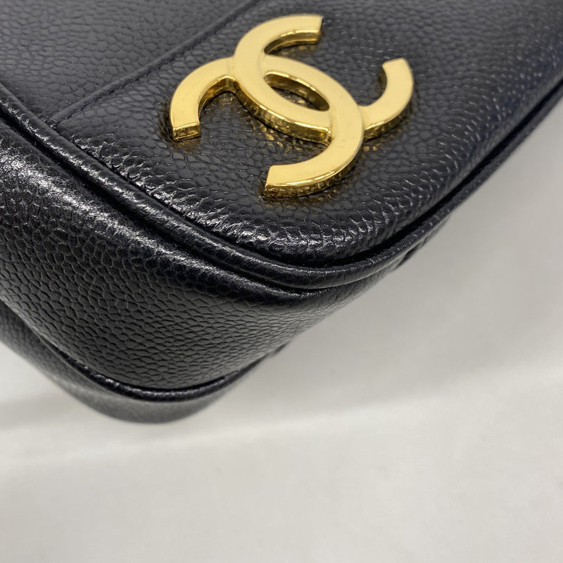 【6ib2486】シャネル ショルダーバッグ チェーンショルダー トリプルココ キャビアスキン ブラック ゴールド金具【中古】レディース