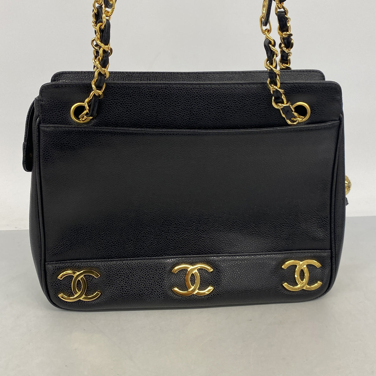 【6ib2486】シャネル ショルダーバッグ チェーンショルダー トリプルココ キャビアスキン ブラック ゴールド金具【中古】レディース