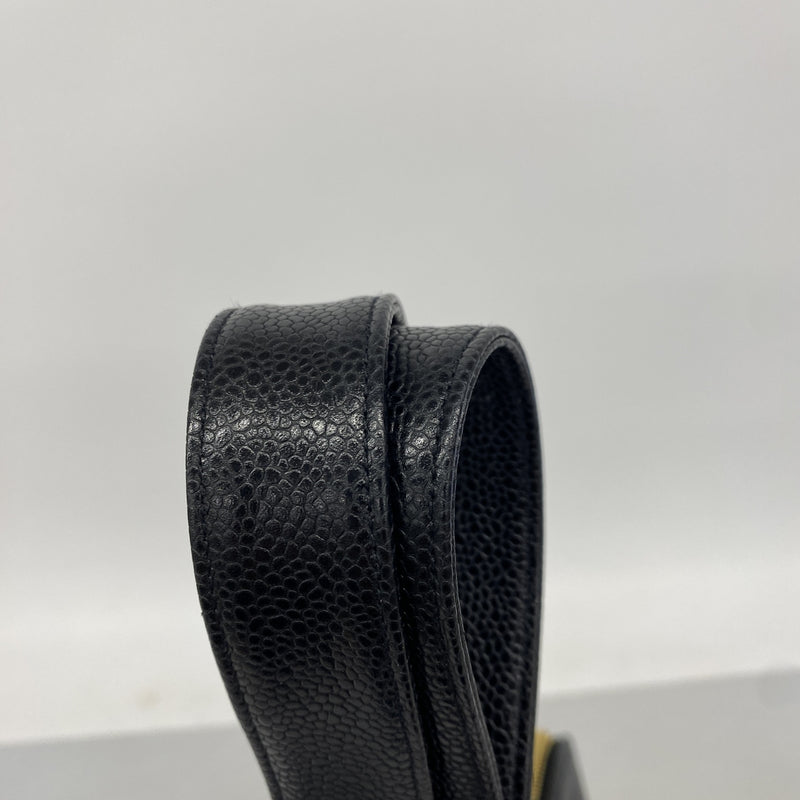 【6ib2487】シャネル ショルダーバッグ キャビアスキン ブラック ゴールド金具【中古】レディース