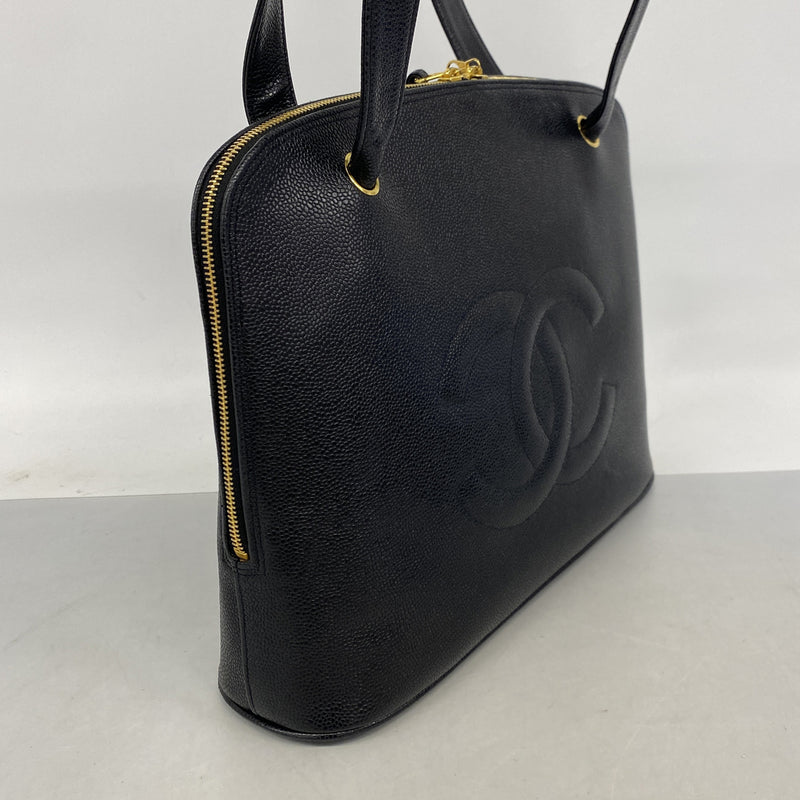 【6ib2487】シャネル ショルダーバッグ キャビアスキン ブラック ゴールド金具【中古】レディース