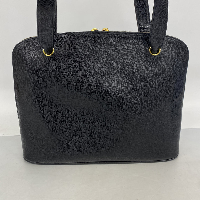 【6ib2487】シャネル ショルダーバッグ キャビアスキン ブラック ゴールド金具【中古】レディース