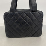 【6ib2497】シャネル ハンドバッグ マトラッセ ラムスキン ブラック シルバー金具【中古】レディース