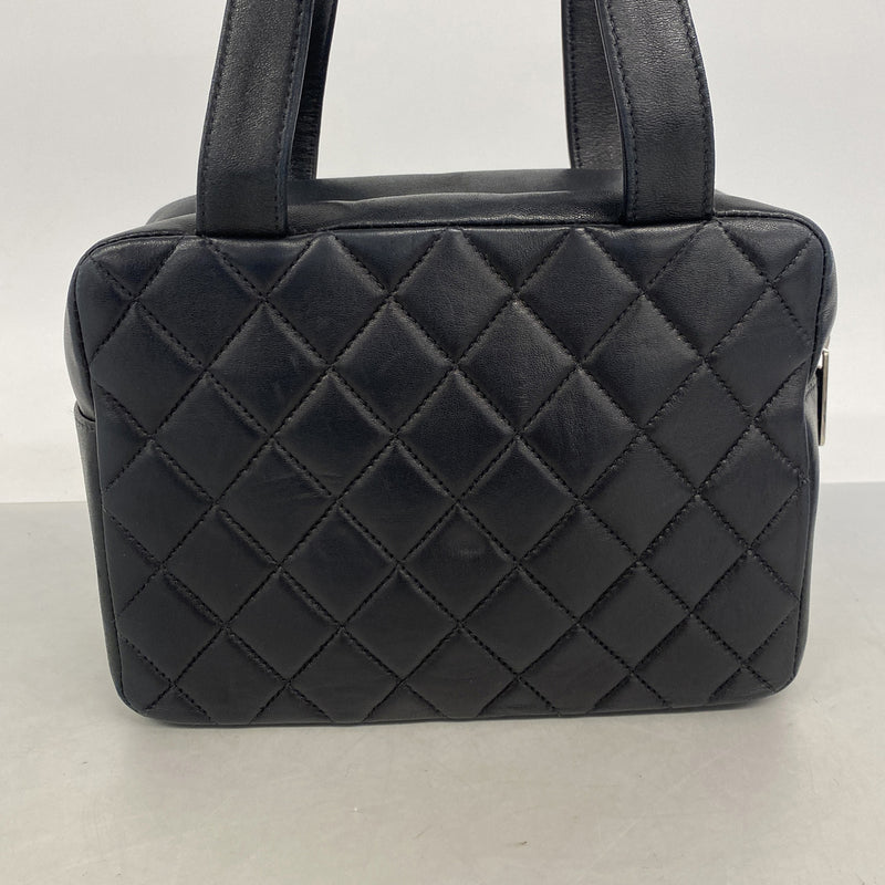【6ib2497】シャネル ハンドバッグ マトラッセ ラムスキン ブラック シルバー金具【中古】レディース