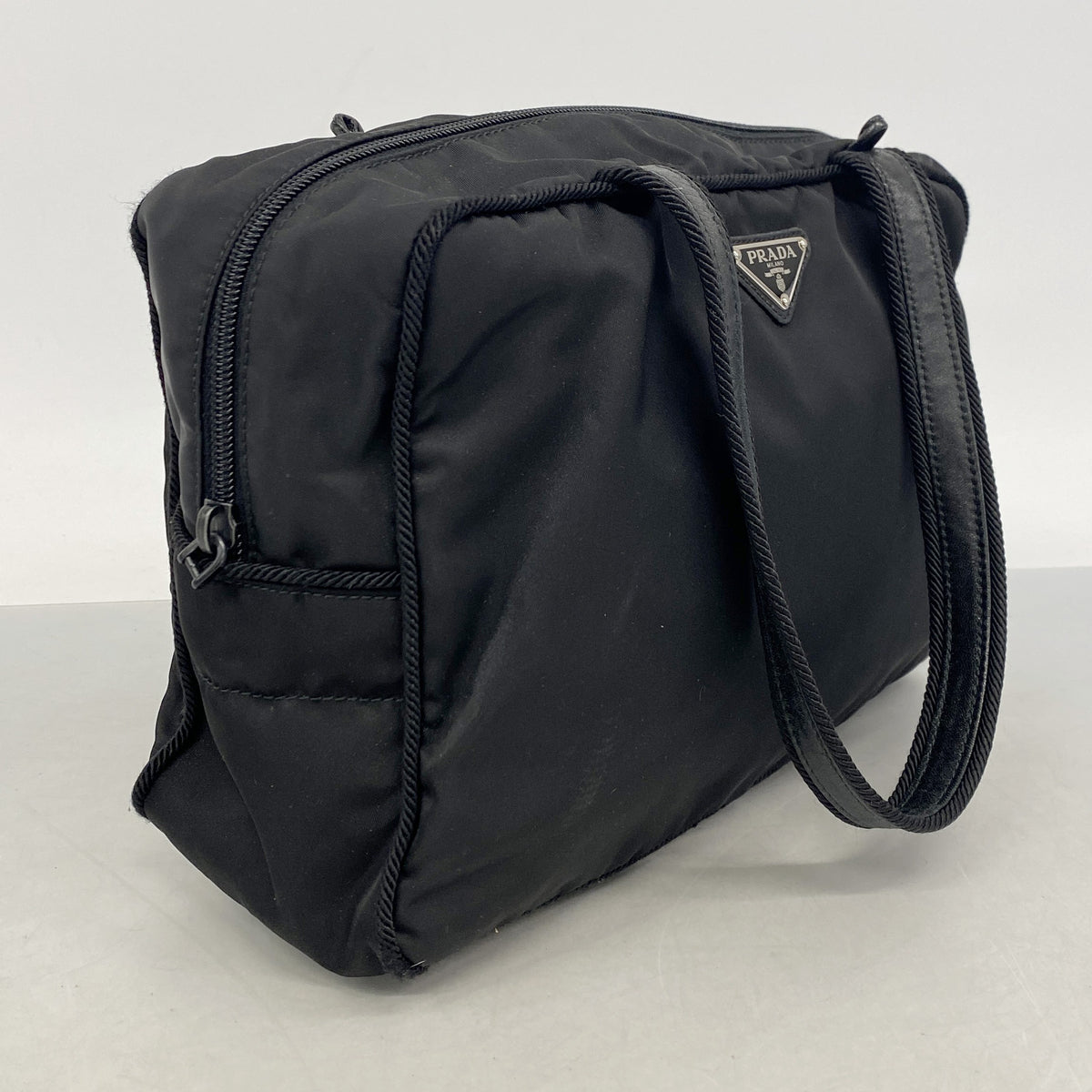 【6ib2498】プラダ トートバッグ テスート ナイロン ブラック シルバー金具【中古】レディース