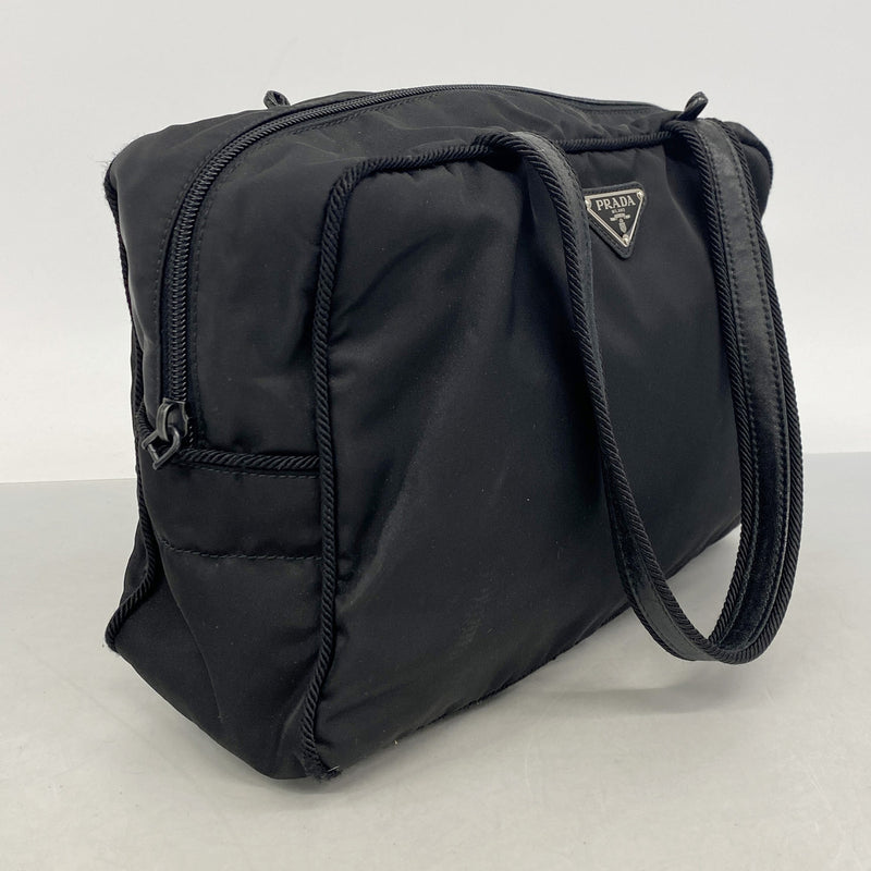 【6ib2498】プラダ トートバッグ テスート ナイロン ブラック シルバー金具【中古】レディース