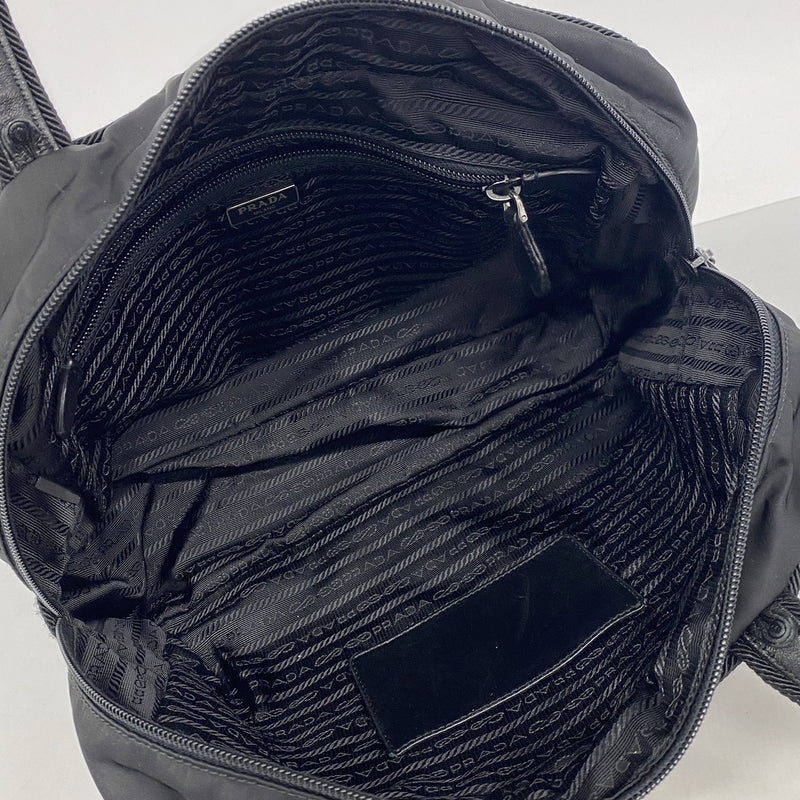 【6ib2498】プラダ トートバッグ テスート ナイロン ブラック シルバー金具【中古】レディース