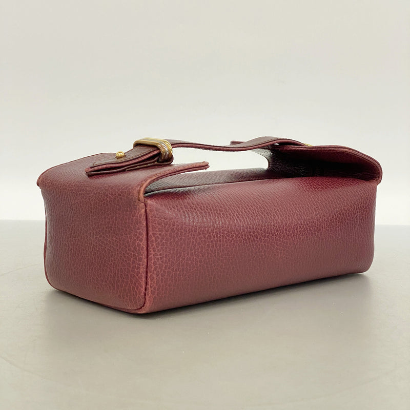 【6ib2516】カルティエ バニティバッグ トリニティ レザー ボルドー ゴールド/シルバー金具【中古】レディース
