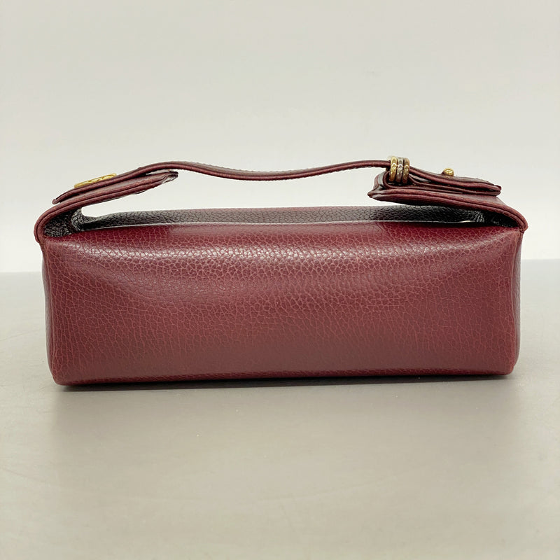 【6ib2516】カルティエ バニティバッグ トリニティ レザー ボルドー ゴールド/シルバー金具【中古】レディース