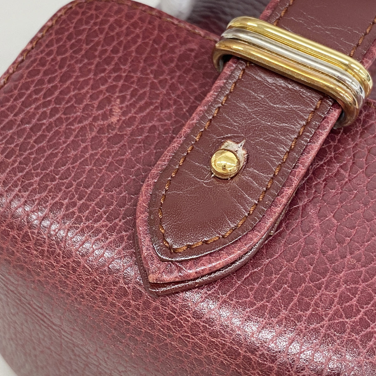 【6ib2516】カルティエ バニティバッグ トリニティ レザー ボルドー ゴールド/シルバー金具【中古】レディース