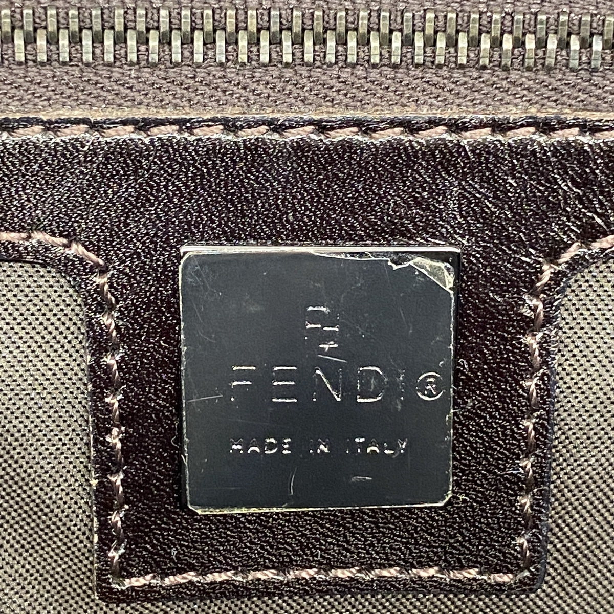 【6ib2518】フェンディ ハンドバッグ ズッカ ナイロンキャンバス ブラウン シルバー金具【中古】レディース