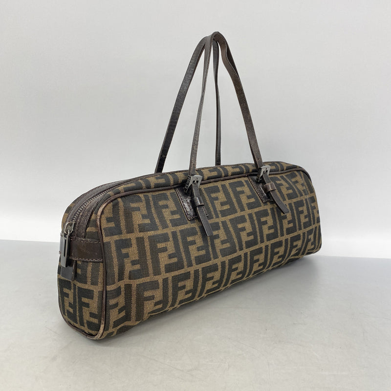 【6ib2518】フェンディ ハンドバッグ ズッカ ナイロンキャンバス ブラウン シルバー金具【中古】レディース