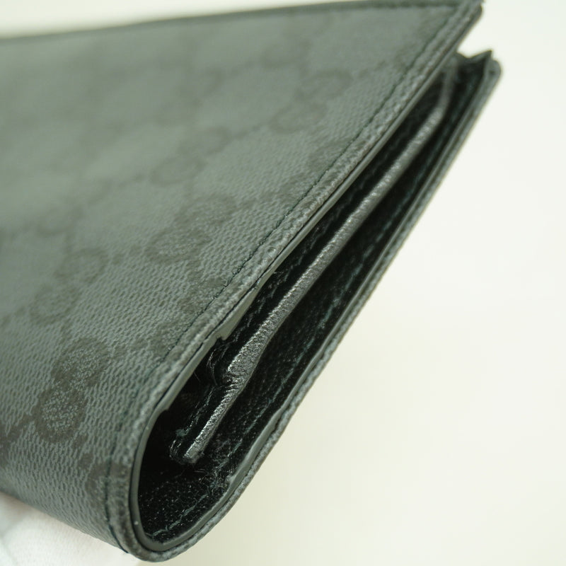 【6ib2534】グッチ 長財布 GGスプリーム 876441 PVC ブラック シルバー金具【中古】メンズ