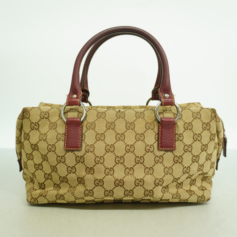 【6ib2546】グッチ ハンドバッグ GGキャンバス 113009 キャンバス ベージュ ボルドー シルバー金具【中古】レディース