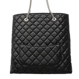 【6ib2554-h】シャネル トートバッグ マトラッセ ラムスキン ブラック シルバー金具【中古】レディース