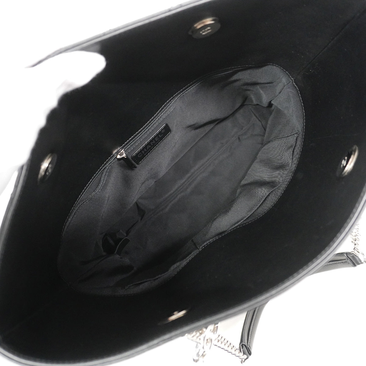 【6ib2554-h】シャネル トートバッグ マトラッセ ラムスキン ブラック シルバー金具【中古】レディース