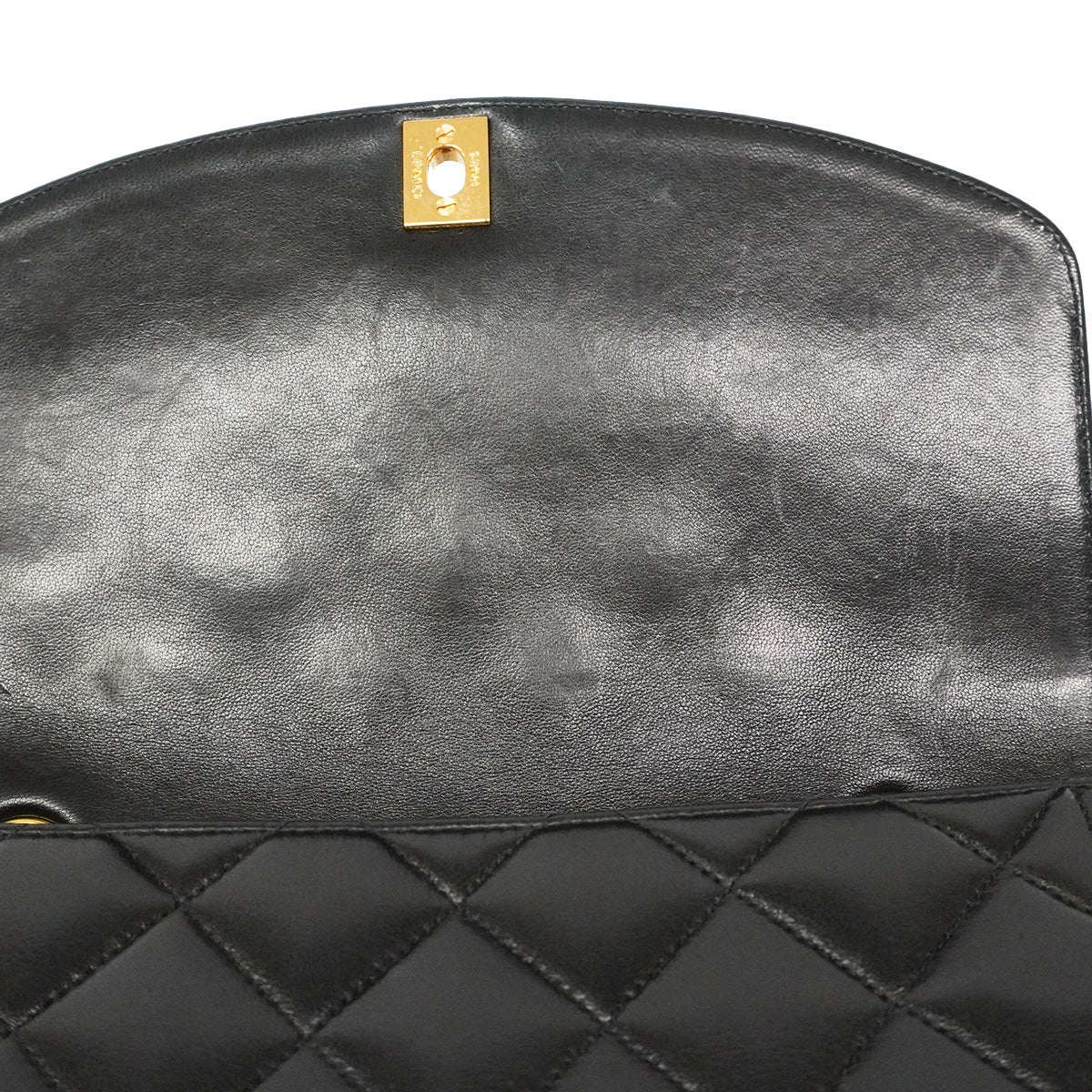 【6ib2556-h】シャネル ショルダーバッグ ダイアナ チェーンショルダー ラムスキン ブラック ゴールド金具【中古】レディース