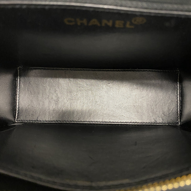 【6ib2597】シャネル トートバッグ ラムスキン ブラック ゴールド金具【中古】レディース