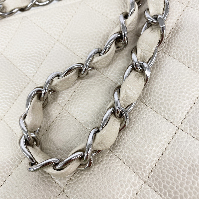 【6ib2607】シャネル ショルダーバッグ マトラッセ チェーンショルダー キャビアスキン アイボリー シルバー金具【中古】レディース