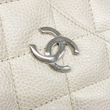 【6ib2607】シャネル ショルダーバッグ マトラッセ チェーンショルダー キャビアスキン アイボリー シルバー金具【中古】レディース