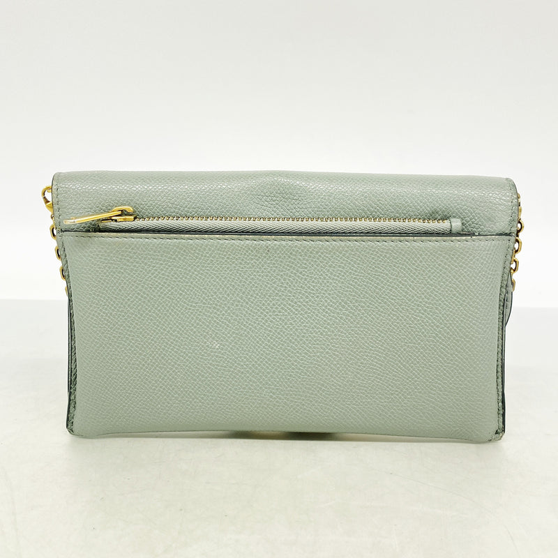 【6ib2609】クリスチャンディオール ショルダーウォレット サドル レザー グレー ゴールド金具【中古】レディース