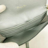 【6ib2609】クリスチャンディオール ショルダーウォレット サドル レザー グレー ゴールド金具【中古】レディース