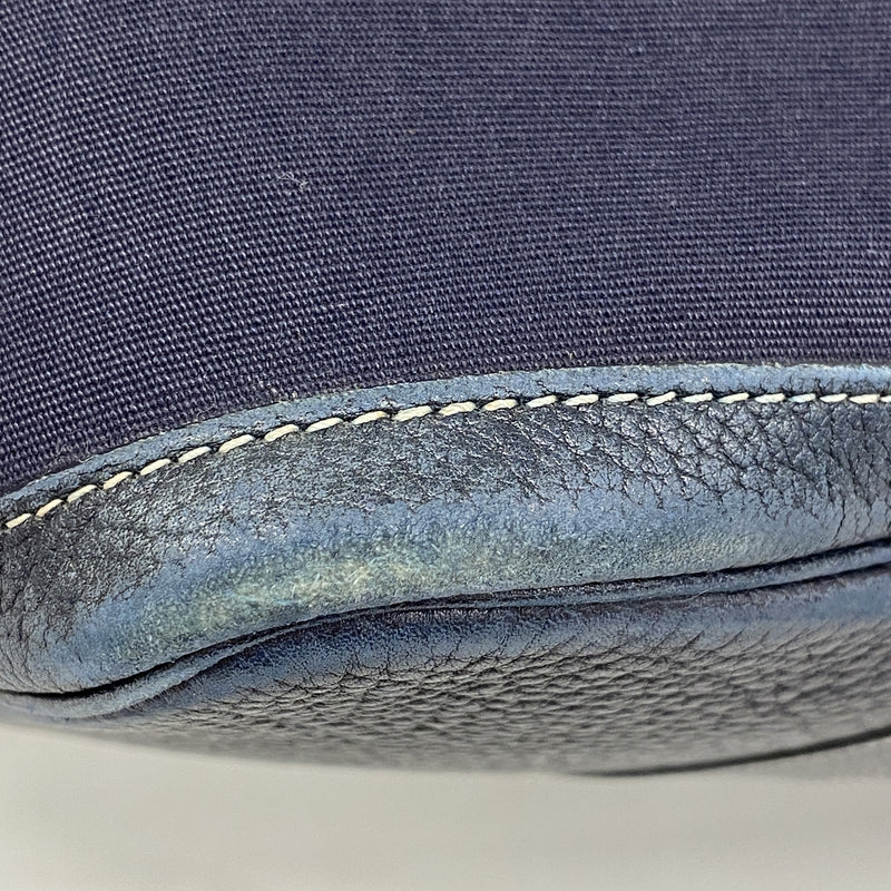 【6ib2626】エルメス トートバッグ ガーデンパーティPM トワルオフィシエ ネイビー シルバー金具 □I刻印【中古】レディース