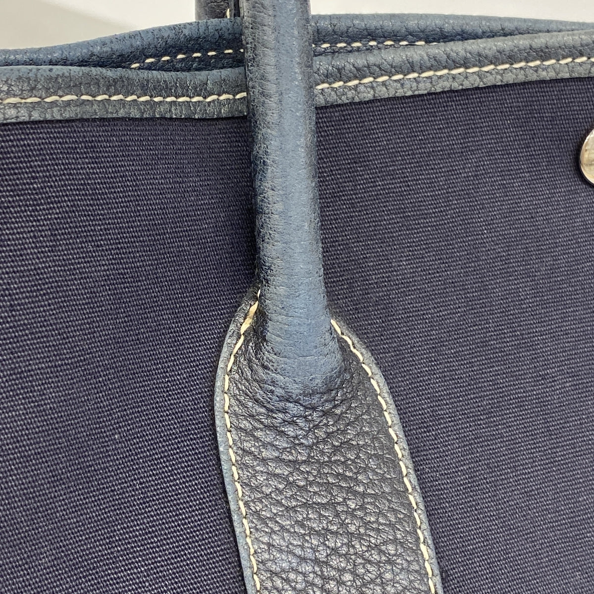 【6ib2626】エルメス トートバッグ ガーデンパーティPM トワルオフィシエ ネイビー シルバー金具 □I刻印【中古】レディース