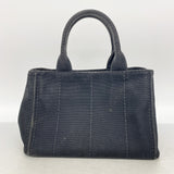 【6ib2627】プラダ ハンドバッグ カナパ キャンバス ブラック ゴールド金具【中古】レディース