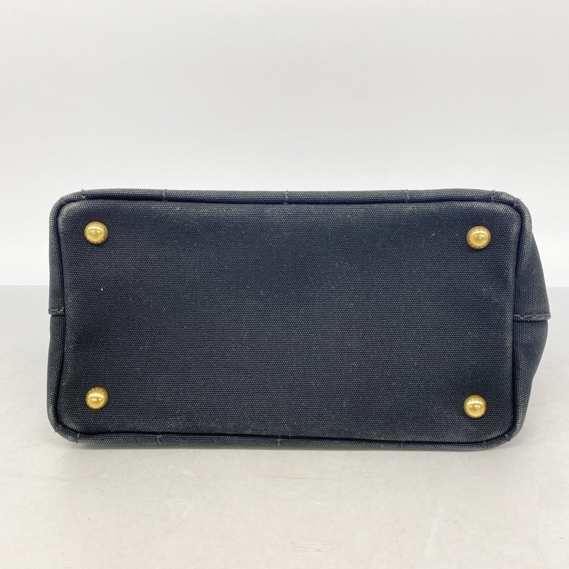 【6ib2627】プラダ ハンドバッグ カナパ キャンバス ブラック ゴールド金具【中古】レディース