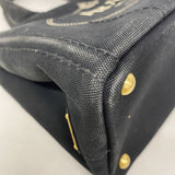 【6ib2627】プラダ ハンドバッグ カナパ キャンバス ブラック ゴールド金具【中古】レディース