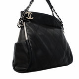 【6ib2637】シャネル ショルダーバッグ マトラッセ チェーンショルダー ラムスキン ブラック シルバー金具【中古】レディース