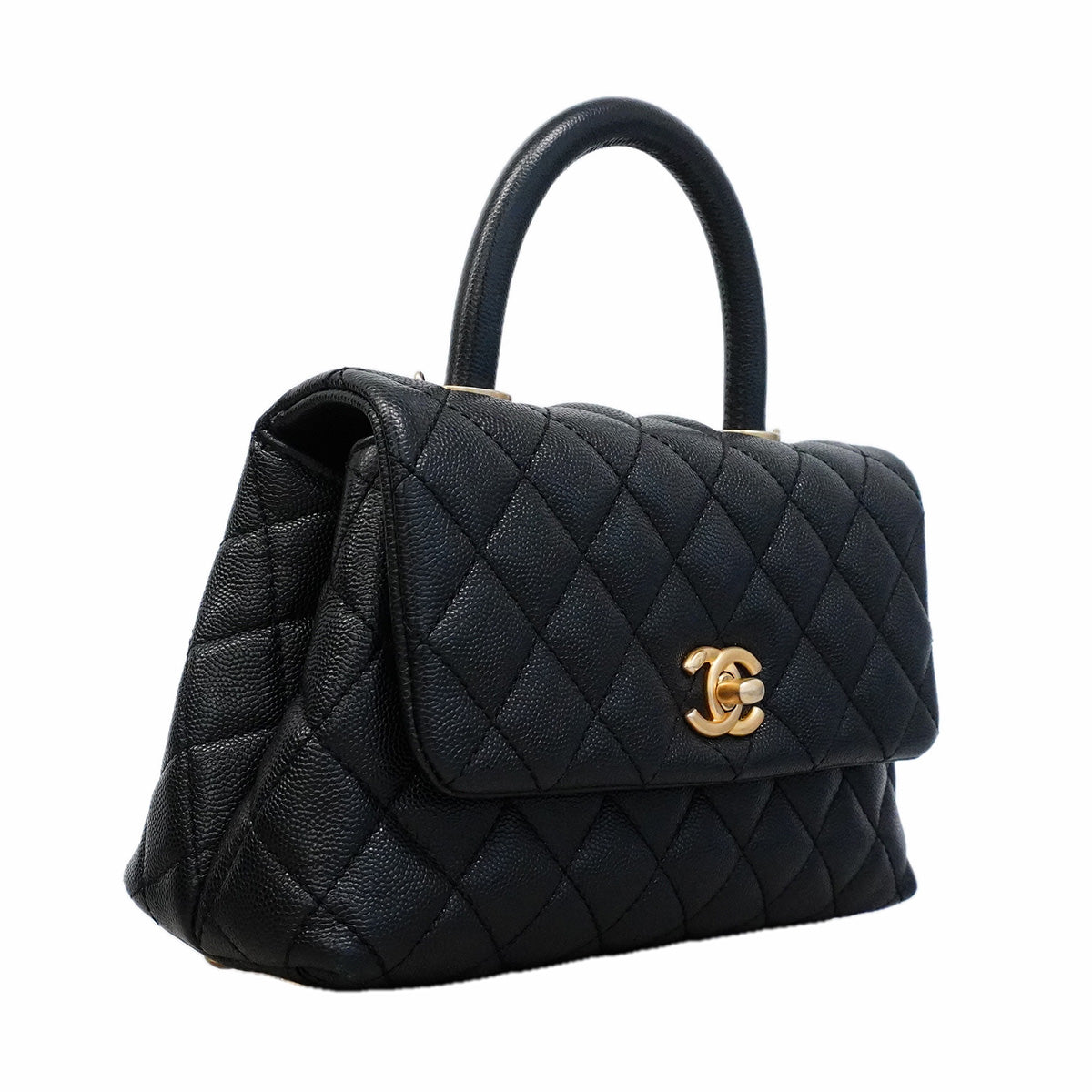 【6ib2638】シャネル ハンドバッグ チェーンショルダー ココハンドル キャビアスキン ブラック ゴールド金具 2wayバッグ【中古】レディース