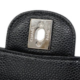 【6ib2639】シャネル ショルダーバッグ マトラッセ Wフラップ Wチェーン キャビアスキン ブラック シルバー金具【中古】レディース