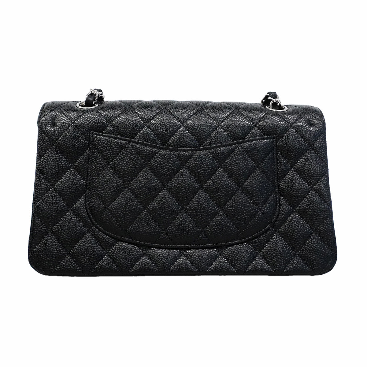 【6ib2639】シャネル ショルダーバッグ マトラッセ Wフラップ Wチェーン キャビアスキン ブラック シルバー金具【中古】レディース