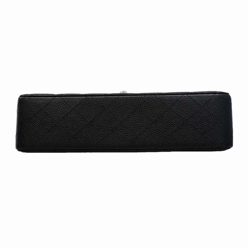 【6ib2639】シャネル ショルダーバッグ マトラッセ Wフラップ Wチェーン キャビアスキン ブラック シルバー金具【中古】レディース
