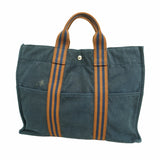 【6ib2642】エルメス トートバッグ フールトゥMM キャンバス ネイビー シルバー金具【中古】メンズ レディース ユニセックス