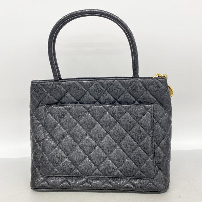 【6ib2652】シャネル トートバッグ 復刻トート キャビアスキン ブラック ゴールド金具【中古】レディース