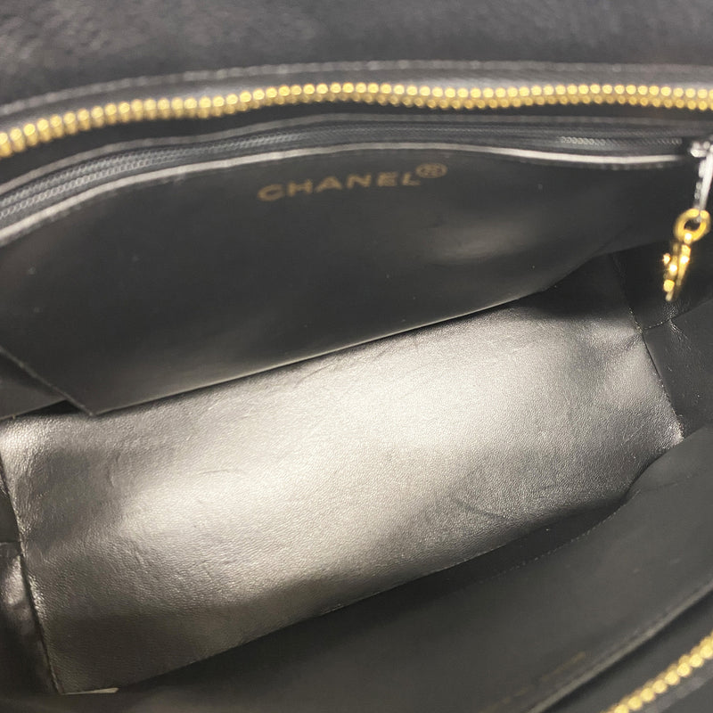 【6ib2652】シャネル トートバッグ 復刻トート キャビアスキン ブラック ゴールド金具【中古】レディース