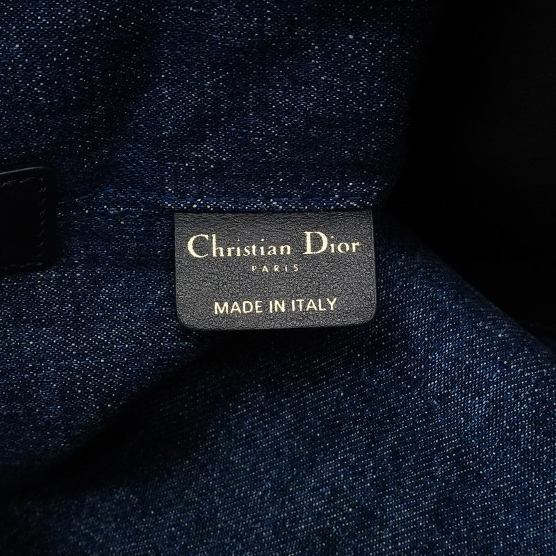 【6ib2672】クリスチャンディオール トートバッグ オブリーク トゥジュール デニム ブルー シャンパンゴールド金具【中古】レディース