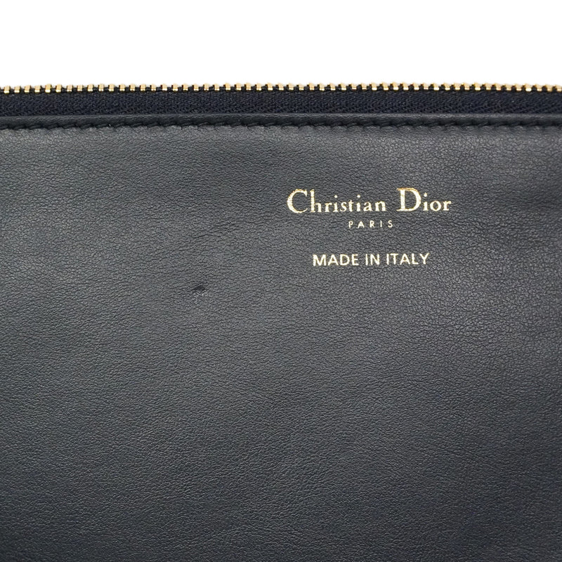 【6ib2672】クリスチャンディオール トートバッグ オブリーク トゥジュール デニム ブルー シャンパンゴールド金具【中古】レディース
