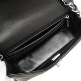 【6ib2673】シャネル ショルダーバッグ ミニマトラッセ チェーンショルダー ラムスキン ブラック シルバー金具【中古】レディース