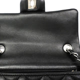 【6ib2673】シャネル ショルダーバッグ ミニマトラッセ チェーンショルダー ラムスキン ブラック シルバー金具【中古】レディース