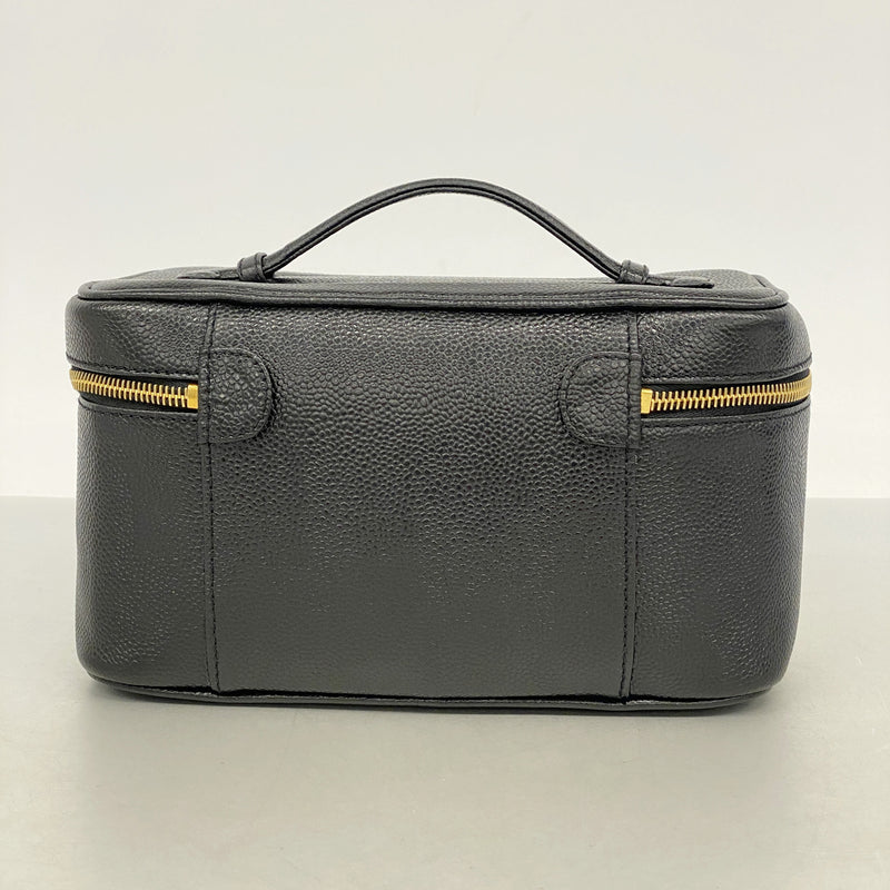 【6ib2681】シャネル バニティバッグ キャビアスキン ブラック ゴールド金具【中古】レディース