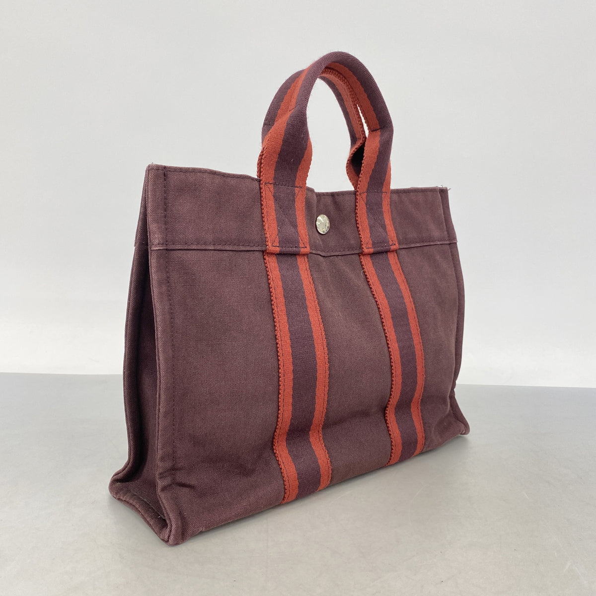 【6ib2683】エルメス トートバッグ フールトゥPM キャンバス ブラウン シルバー金具【中古】レディース