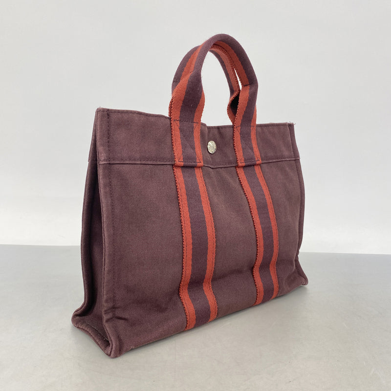 【6ib2683】エルメス トートバッグ フールトゥPM キャンバス ブラウン シルバー金具【中古】レディース