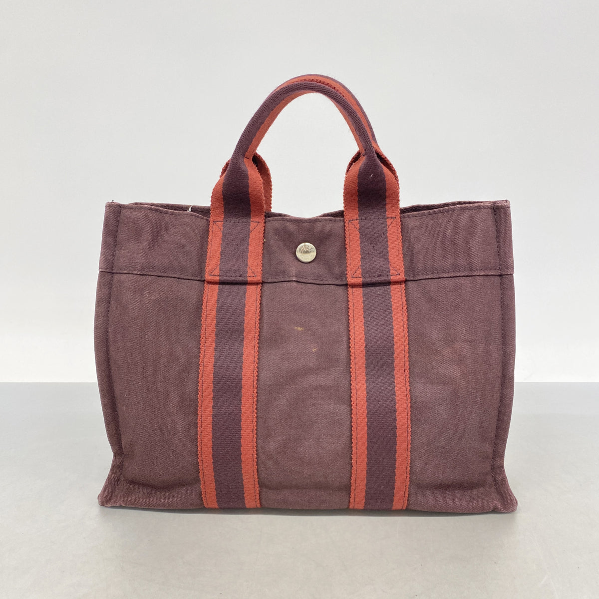 【6ib2683】エルメス トートバッグ フールトゥPM キャンバス ブラウン シルバー金具【中古】レディース