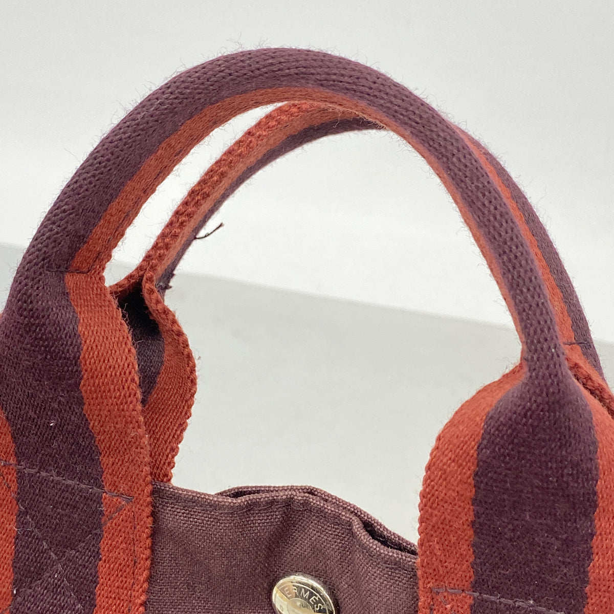 【6ib2683】エルメス トートバッグ フールトゥPM キャンバス ブラウン シルバー金具【中古】レディース