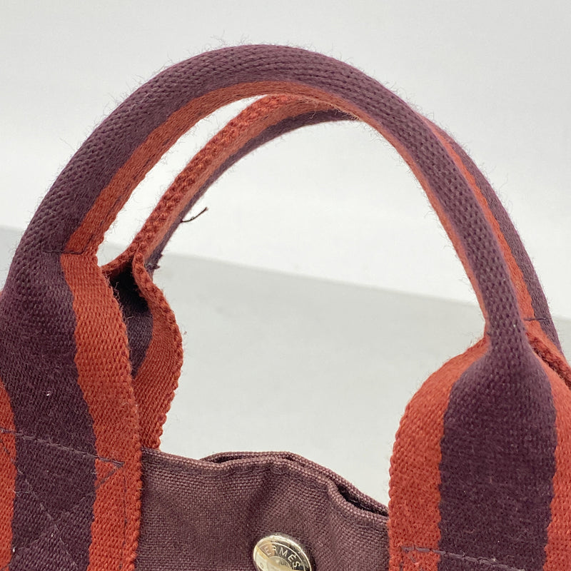 【6ib2683】エルメス トートバッグ フールトゥPM キャンバス ブラウン シルバー金具【中古】レディース