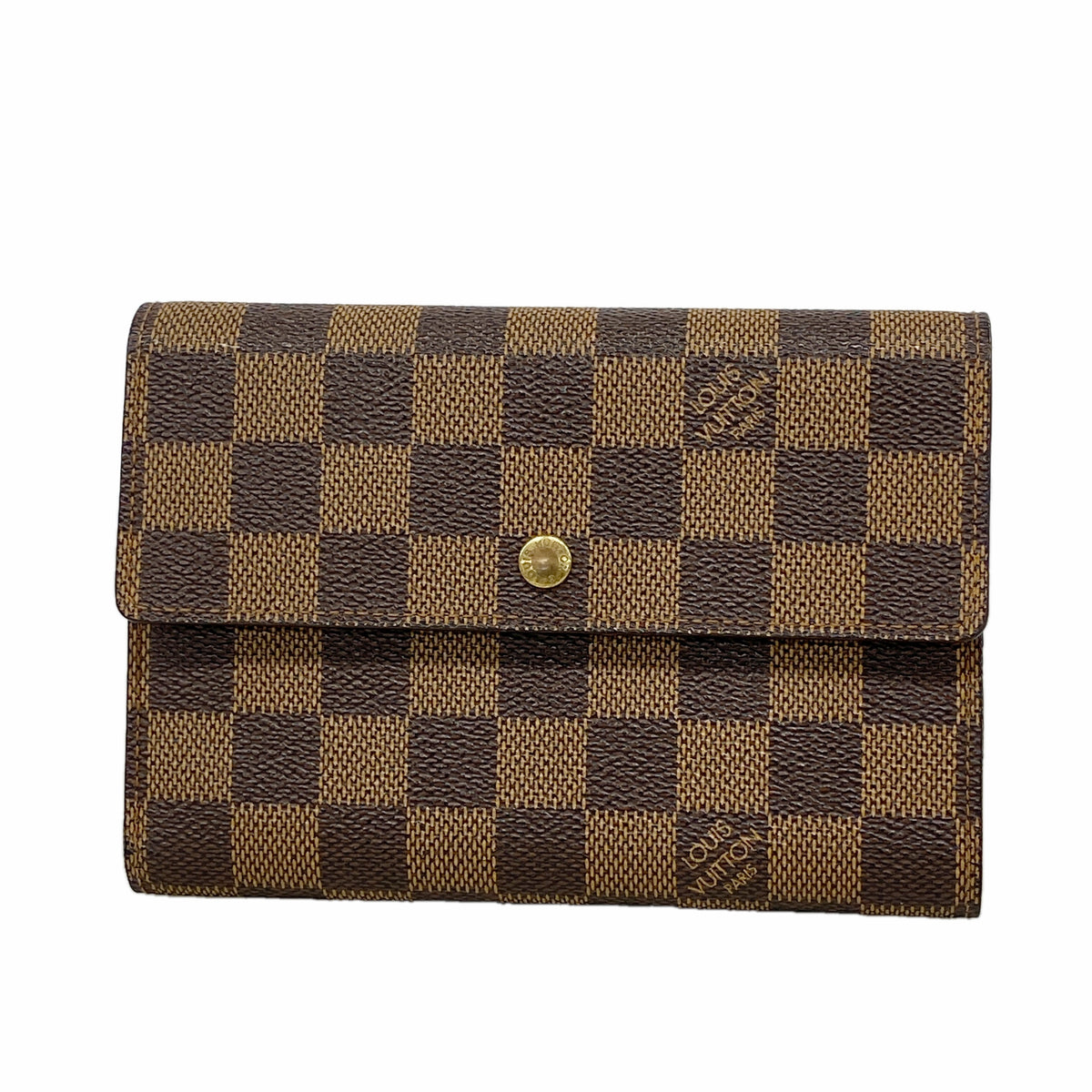 【6ib2694】ルイヴィトン 三つ折り財布 ダミエ ポルトトレゾールエテュイパピエ N61202 エベヌ【中古】レディース