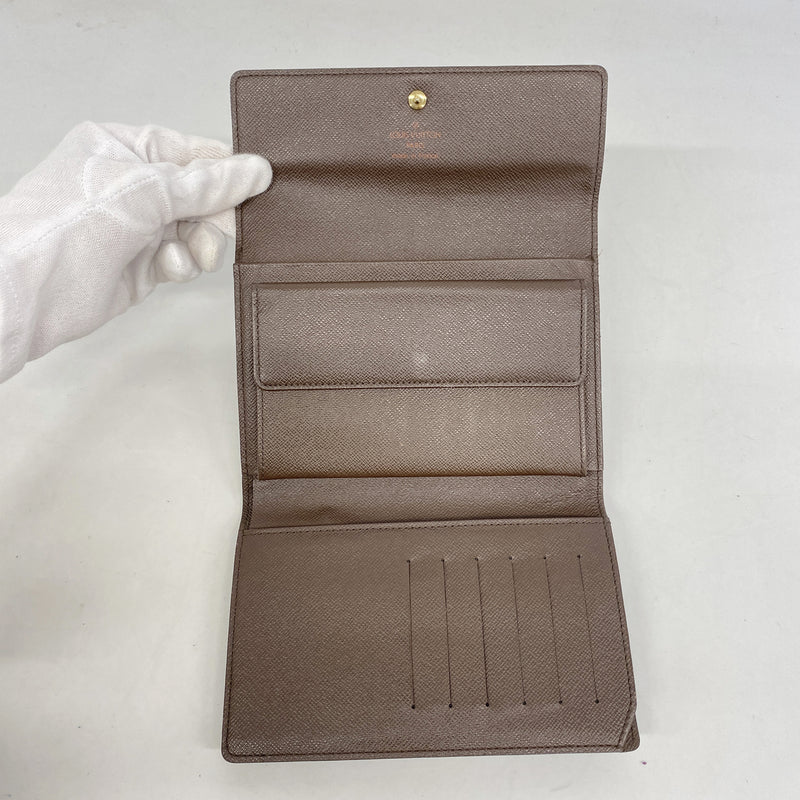 【6ib2694】ルイヴィトン 三つ折り財布 ダミエ ポルトトレゾールエテュイパピエ N61202 エベヌ【中古】レディース